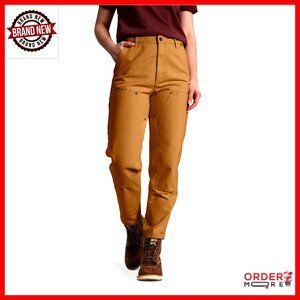 Vintage Double-Front Canvas Work Pants with Knee Pad Compatibility